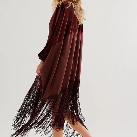 NWT Free People Velvet Dreams Fringe Kimono - Picture 1 of 6
